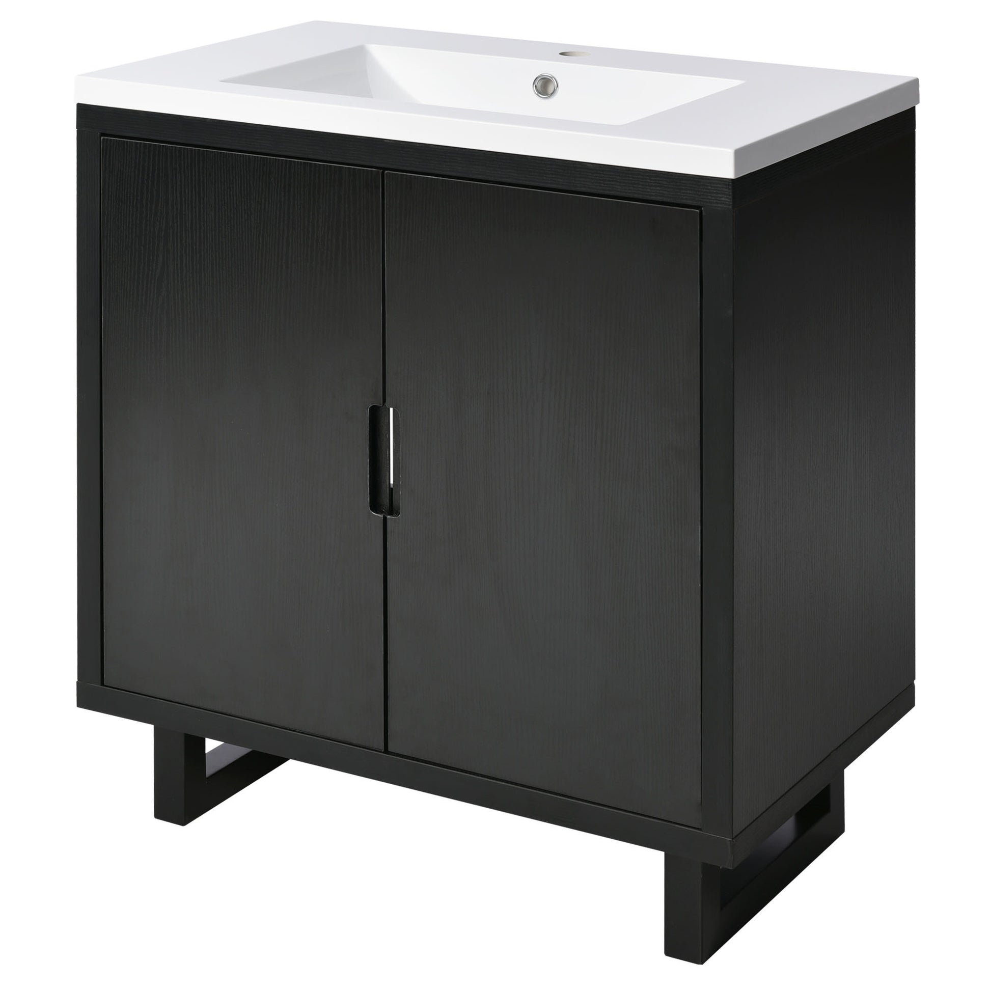 30" Bathroom Vanity Set With Sink, Combo Cabinet, Bathroom Storage Cabinet, Solid Wood Frame Black Bathroom Solid Wood Mdf