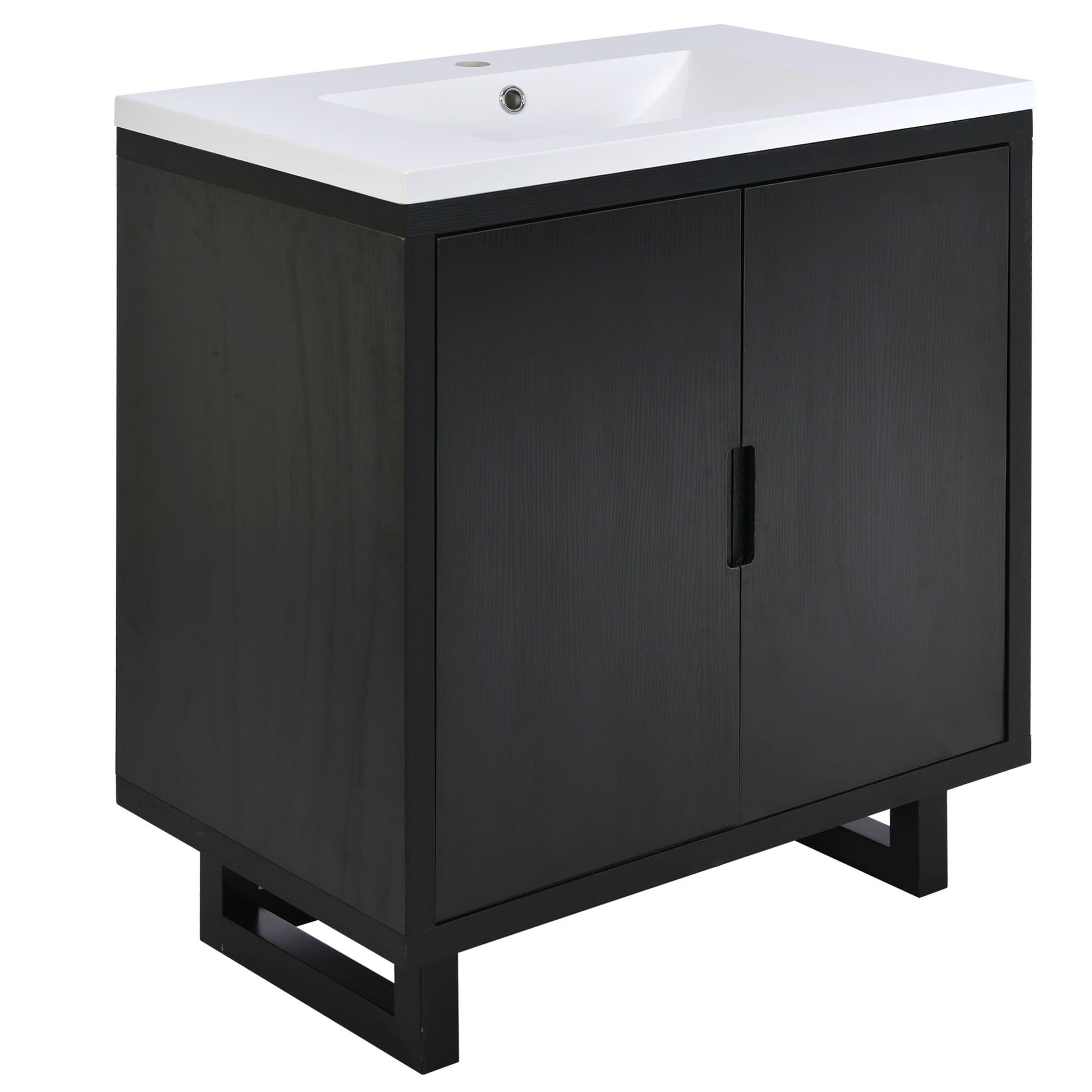 30" Bathroom Vanity Set With Sink, Combo Cabinet, Bathroom Storage Cabinet, Solid Wood Frame Black Bathroom Solid Wood Mdf