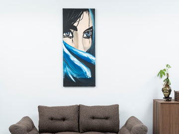 Wandela Wall Canvas Paintings 47'' X 19'' Portrait Unframed Blue Oversized 41In Hand Painted Art Canvas