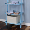 5 Tier Ladder Shelf Blue Wood