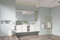 84In. W X 23 In. D X21 In. H Double Bath Vanity In With White Carrara Top With White Sink White Abs Steel Q235 Wood Pvc