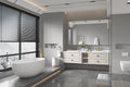96In. W X 23 In. D X21 In. H Double Bath Vanity In With White Carrara Top With White Sink Khaki Abs Steel Q235 Wood Pvc