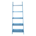 5 Tier Ladder Shelf Blue Wood