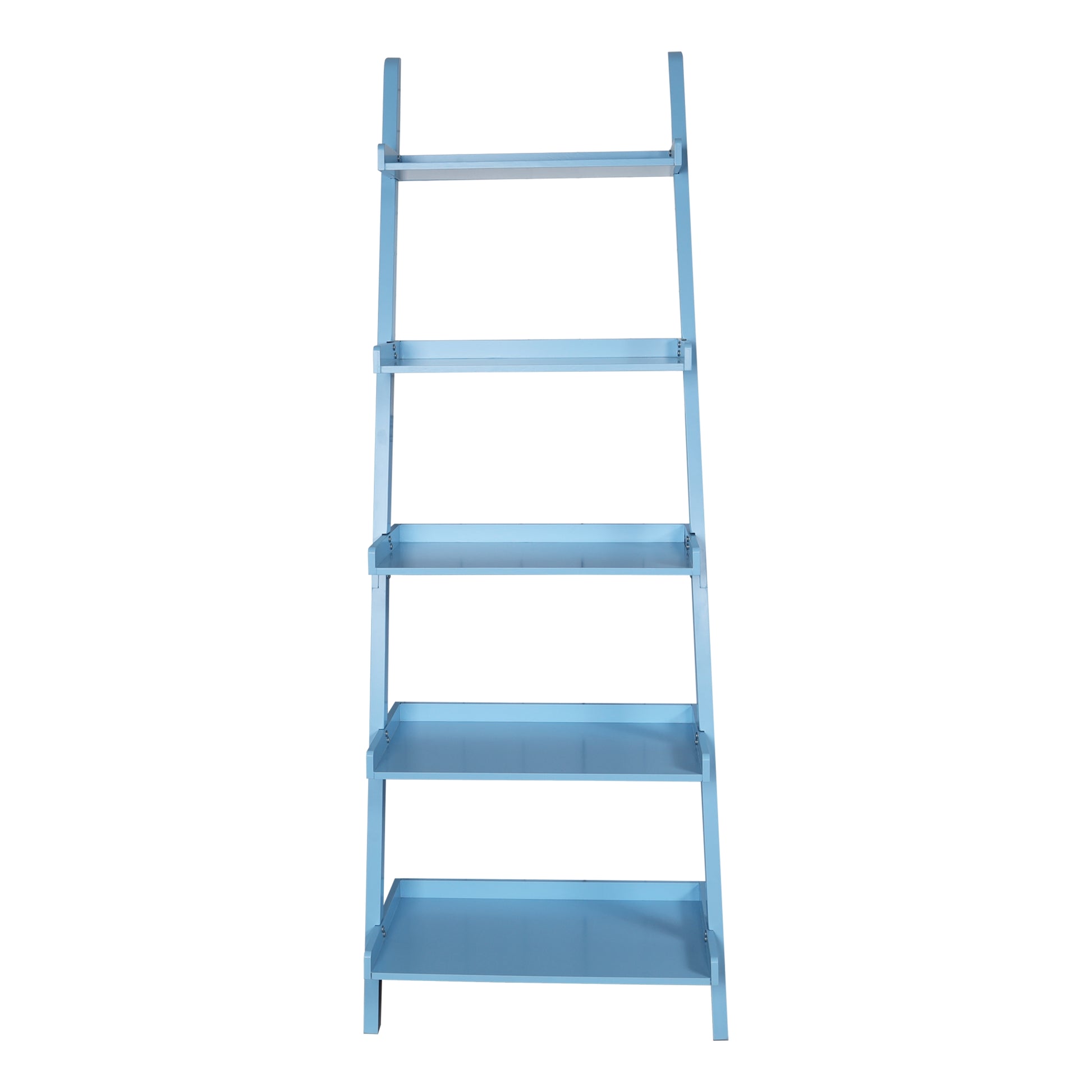 5 Tier Ladder Shelf Blue Wood