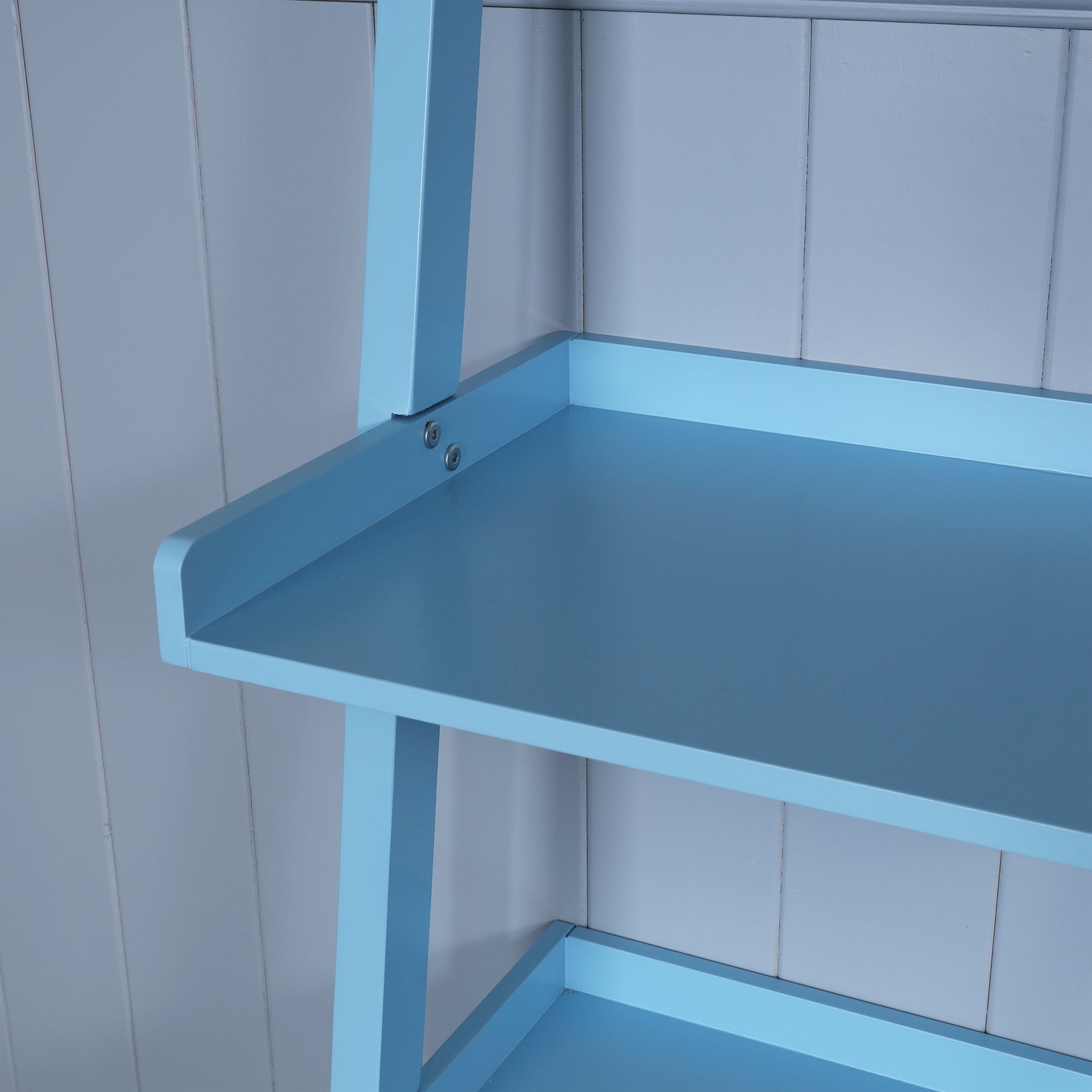 5 Tier Ladder Shelf Blue Wood