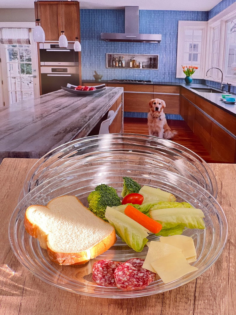 Designer Swirl 12" Acrylic Dinner Plates Set Of 4, Crystal Clear Plastic Plates Reusable, Unbreakable Kitchen Plates For All Occasions Bpa Free Dishwasher Safe Clear Acrylic