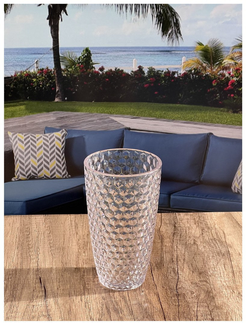 Diamond Cut Acrylic Glasses Drinking Set Of 4 19Oz , Plastic Drinking Glasses, Bpa Free Cocktail Glasses, Drinkware Set, Drinking Water Glasses Clear Acrylic