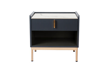 Modern White Grey End Table Or Night Stand Stone Tabletop & Gold Frame White Gray Primary Living Space Contemporary,Modern Square Drawers Coffee & End Tables Lacquered Sintered Stone Engineered Wood