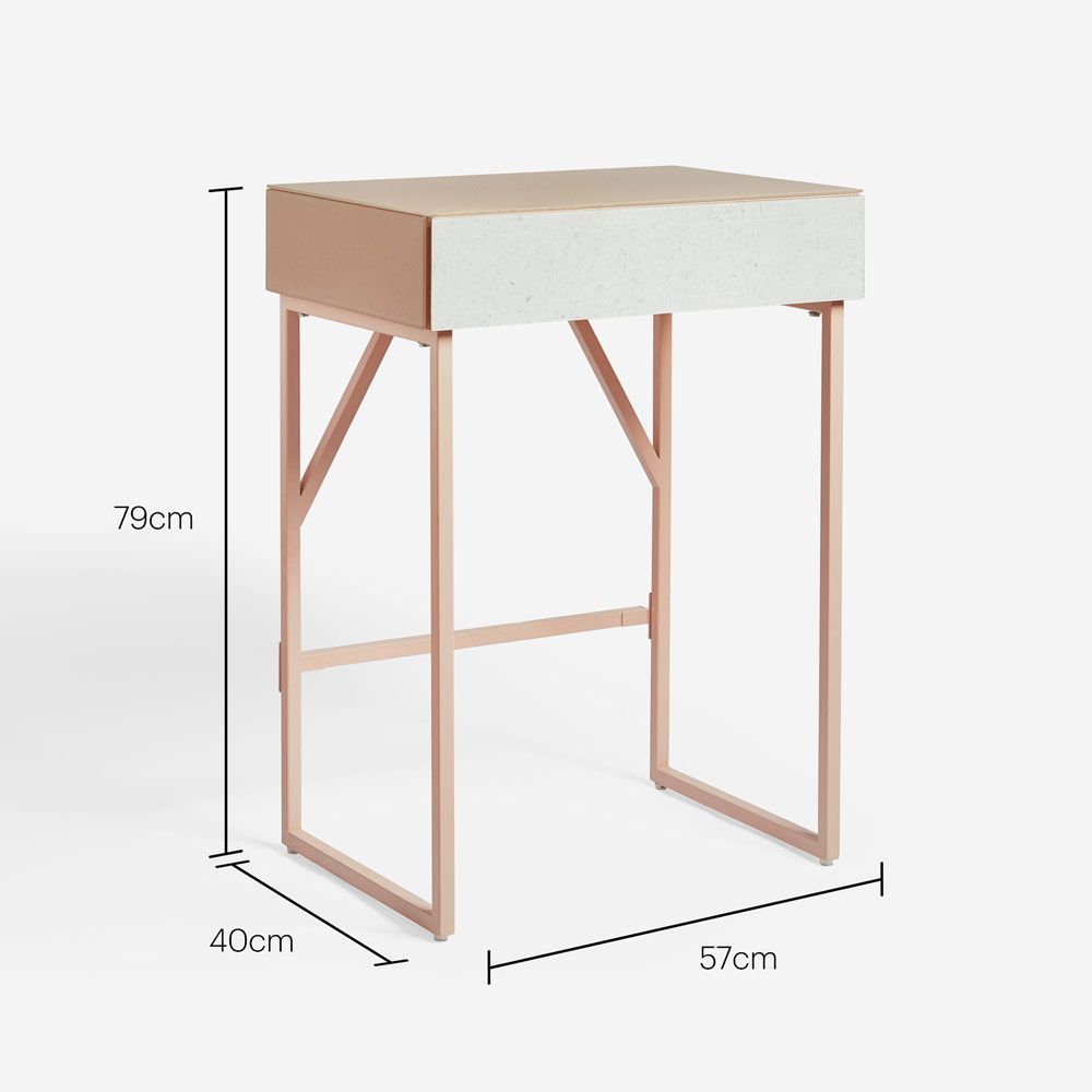 Tempered Glass Marble Pattern Small Makeup Table Dressing Table Nightstands Bedroom Livingroom Furniture Pink White 1 Drawer Bedroom American Design,Contemporary,European Mirrored Mdf Glass