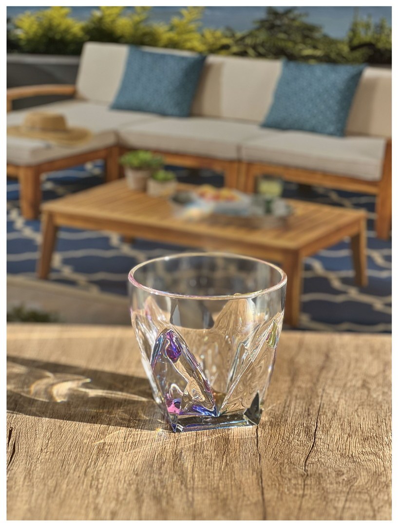 Rainbow Diamond Acrylic Glasses Drinking Set Of 4 Dof 9Oz , Plastic Drinking Glasses, Bpa Free Cocktail Glasses, Drinkware Set, Drinking Water Glasses Clear Acrylic