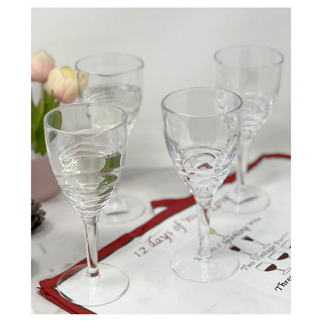 Swirl Plastic Wine Glasses Set Of 4 12Oz , Bpa Free Acrylic Wine Glass Set, Unbreakable Red Wine Glasses, White Wine Glasses Clear Acrylic