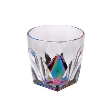 Rainbow Diamond Acrylic Glasses Drinking Set Of 4 Dof 9Oz , Plastic Drinking Glasses, Bpa Free Cocktail Glasses, Drinkware Set, Drinking Water Glasses Clear Acrylic
