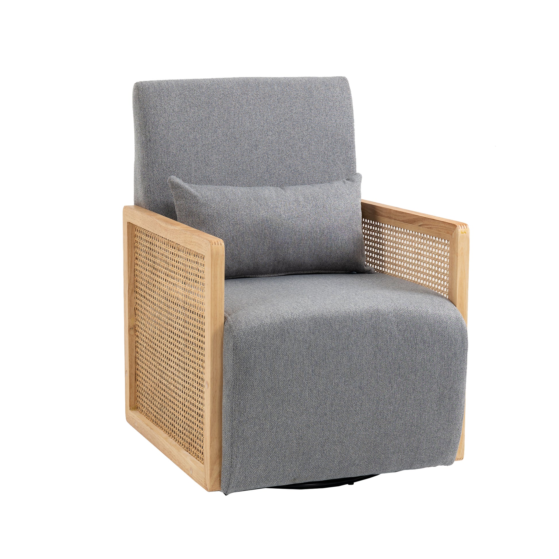 Coolmore 360 Degree Swivel Barrel Club Chair With One Pillow,Modern Comfortable Upholstered Accent Chair,Linen Accent Chair For Living Room,Bedroom Grey Linen Grey Primary Living Space Modern Foam Linen