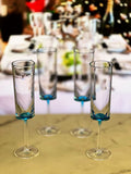 Oval Halo Plastic Champagne Flutes Set Of 4 4Oz , Unbreakable Mimosa Glasses Plastic Champagne Glasses, Acrylic Wedding Champagne Flutes Blue Acrylic