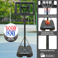 Portable Basketball Hoop Height Adjustable Basketball Hoop Stand 6.6Ft 10Ft With 44 Inch Backboard And Wheels For Adults Teens Outdoor Indoor Black Sporty Iron