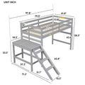 Twin Loft Bed With Platform,Ladder,Grey Twin Grey Wood Bedroom American Design Pine Pine