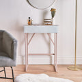 Tempered Glass Marble Pattern Small Makeup Table Dressing Table Nightstands Bedroom Livingroom Furniture Pink White 1 Drawer Bedroom American Design,Contemporary,European Mirrored Mdf Glass