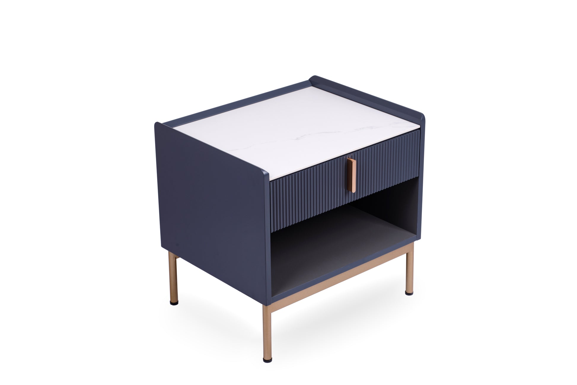 Modern White Grey End Table Or Night Stand Stone Tabletop & Gold Frame White Gray Primary Living Space Contemporary,Modern Square Drawers Coffee & End Tables Lacquered Sintered Stone Engineered Wood