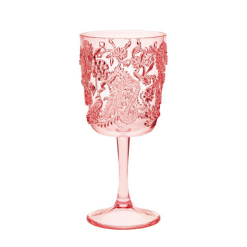 Paisley Plastic Wine Glasses Set Of 4 13Oz , Bpa Free Acrylic Wine Glass Set, Unbreakable Red Wine Glasses, White Wine Glasses Pink Acrylic