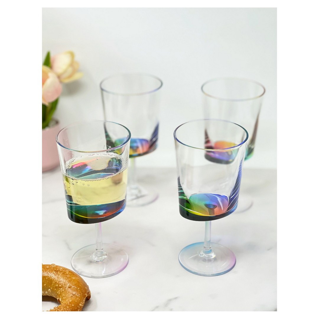 Oval Halo Plastic Wine Glasses Set Of 4 12Oz , Bpa Free Acrylic Wine Glass Set, Unbreakable Red Wine Glasses, White Wine Glasses Clear Acrylic