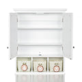 Bathroom Storage Cabinet, Medicine Cabinets For Bathroom With Mirror, 2 Doors 2 Adjustable Shelf 3 Christmas Style Storage Basket, White Wood Cabinet Wall Mounted For Bathroom Laundry Room Kitchen 1 2 Shelves Lacquered White White Bathroom Adjustable