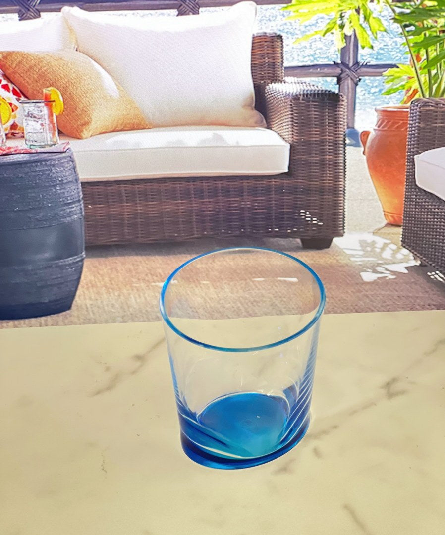 Oval Halo Acrylic Glasses Drinking Set Of 4 Dof 12Oz , Plastic Drinking Glasses, Bpa Free Cocktail Glasses, Drinkware Set, Plastic Water Tumblers Blue Acrylic