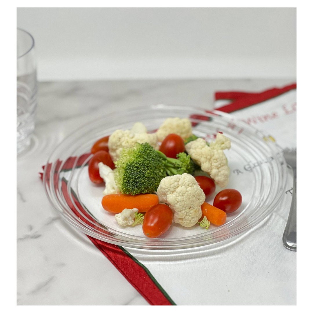 Designer Swirl 9" Plastic Dessert Plates Set Of 4, Crystal Clear Plastic Plates, Kitchen Plates For All Occasions Bpa Free Dishwasher Safe Clear Acrylic