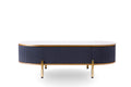 Modern Coffee Table White Gray Sintered Stone Top & Gold With Drawer White Gray Gray Soft Close Drawers Primary Living Space Contemporary,Mid Century Modern Oval Drawers Coffee & End Tables Polished Sintered Stone Ceramic Mdf
