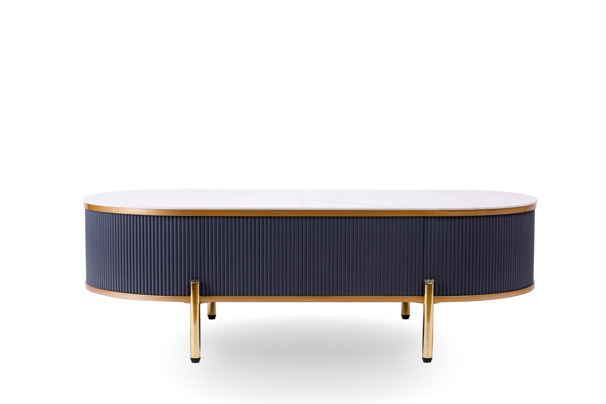 Modern Coffee Table White Gray Sintered Stone Top & Gold With Drawer White Gray Gray Soft Close Drawers Primary Living Space Contemporary,Mid Century Modern Oval Drawers Coffee & End Tables Polished Sintered Stone Ceramic Mdf