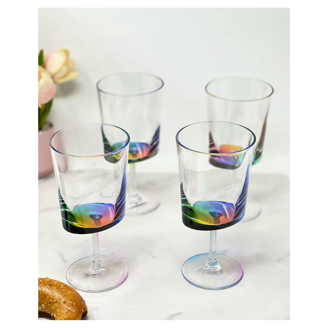 Oval Halo Plastic Wine Glasses Set Of 4 12Oz , Bpa Free Acrylic Wine Glass Set, Unbreakable Red Wine Glasses, White Wine Glasses Clear Acrylic