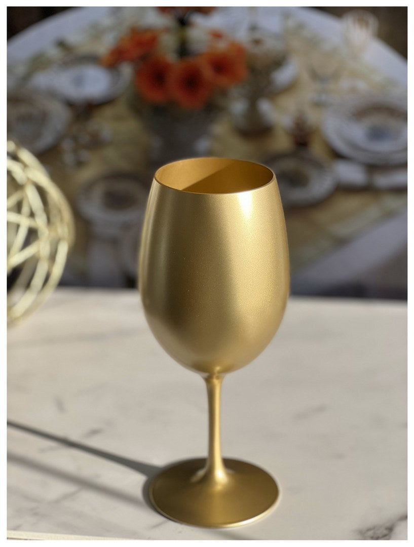 Metallic Gold Color Plastic Wine Glasses Set Of 4 20Oz , Bpa Free Acrylic Wine Glass Set, Unbreakable Red Wine Glasses, White Wine Glasses Gold Acrylic