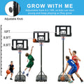 Portable Basketball Hoop Height Adjustable Basketball Hoop Stand 6.6Ft 10Ft With 44 Inch Backboard And Wheels For Adults Teens Outdoor Indoor Black Sporty Iron