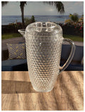 2.5 Quarts Water Pitcher With Lid, Diamond Cut Unbreakable Plastic Pitcher, Drink Pitcher, Juice Pitcher With Spout Bpa Free Clear Acrylic