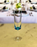 Oval Halo Plastic Champagne Flutes Set Of 4 4Oz , Unbreakable Mimosa Glasses Plastic Champagne Glasses, Acrylic Wedding Champagne Flutes Blue Acrylic