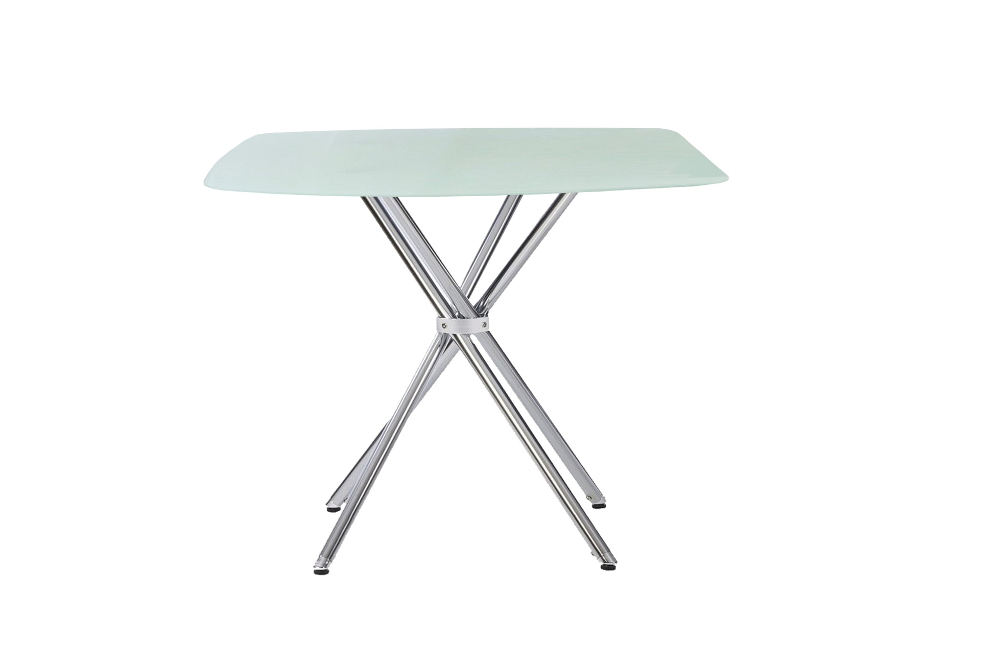 36" Square Frosted Tempered Glass Table Chrome Dining Room Contemporary,Modern Kitchen & Dining Tables Polished Glass