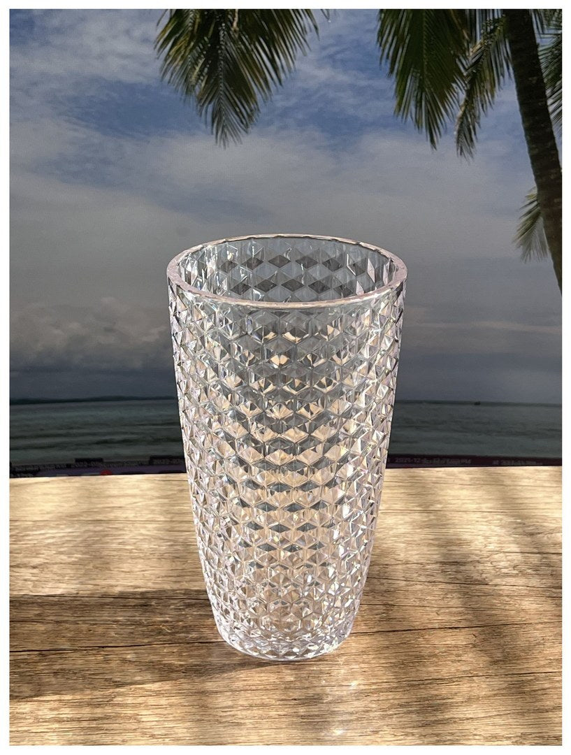 Diamond Cut Acrylic Glasses Drinking Set Of 4 19Oz , Plastic Drinking Glasses, Bpa Free Cocktail Glasses, Drinkware Set, Drinking Water Glasses Clear Acrylic