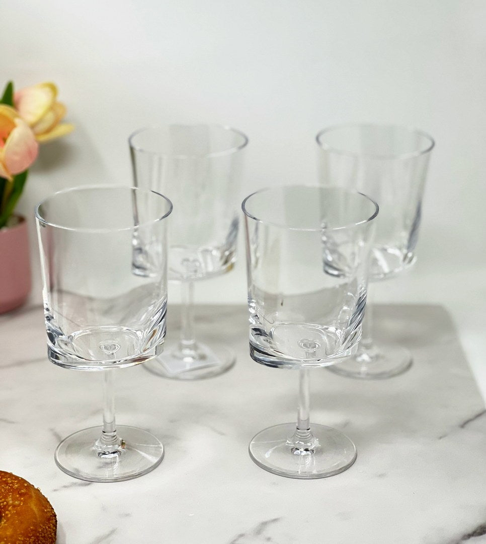 Oval Halo Plastic Wine Glasses Set Of 4 12Oz , Bpa Free Tritan Wine Glass Set, Unbreakable Red Wine Glasses, White Wine Glasses Clear Glass