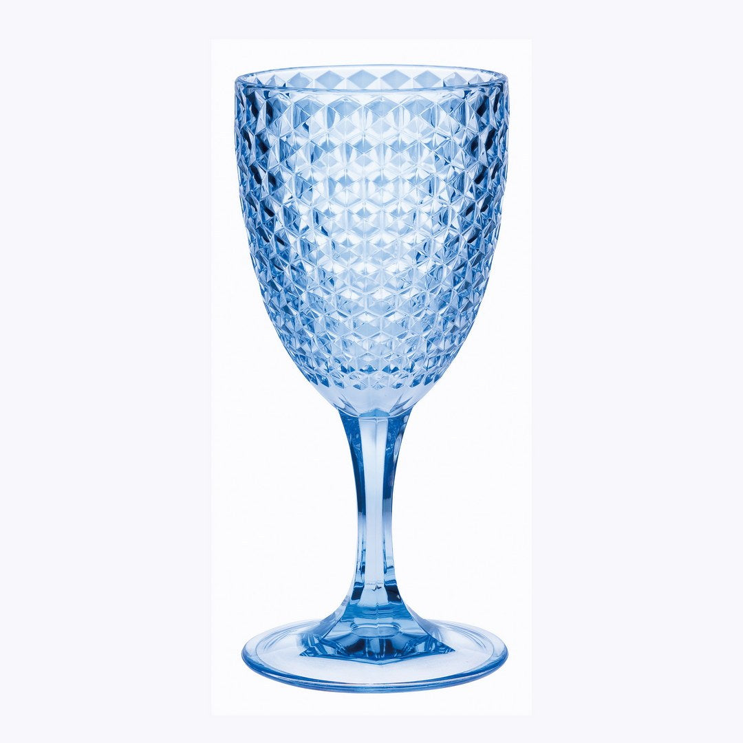 Diamond Cut Plastic Wine Glasses Set Of 4 12Oz , Bpa Free Acrylic Wine Glass Set, Unbreakable Red Wine Glasses, White Wine Glasses Blue Acrylic