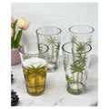 Palm Tree Design Acrylic Glasses Drinking Set Of 4 Hi Ball 20Oz , Plastic Drinking Glasses, Bpa Free Cocktail Glasses, Drinkware Set, Plastic Water Tumblers Clear Acrylic