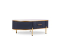 Modern Coffee Table White Gray Sintered Stone Top & Gold With Drawer White Gray Gray Soft Close Drawers Primary Living Space Contemporary,Mid Century Modern Oval Drawers Coffee & End Tables Polished Sintered Stone Ceramic Mdf