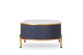 Modern Coffee Table White Gray Sintered Stone Top & Gold With Drawer White Gray Gray Soft Close Drawers Primary Living Space Contemporary,Mid Century Modern Oval Drawers Coffee & End Tables Polished Sintered Stone Ceramic Mdf