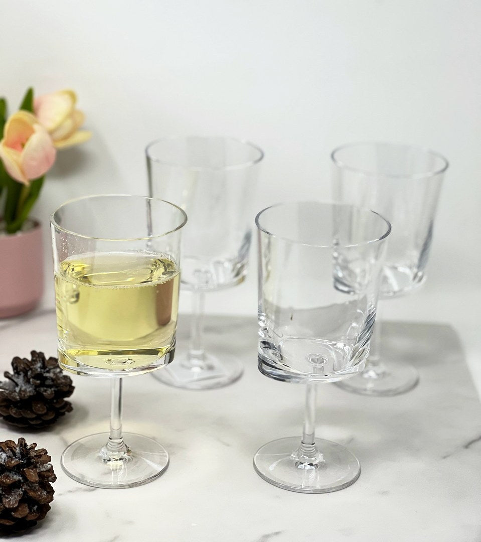 Oval Halo Plastic Wine Glasses Set Of 4 12Oz , Bpa Free Tritan Wine Glass Set, Unbreakable Red Wine Glasses, White Wine Glasses Clear Glass
