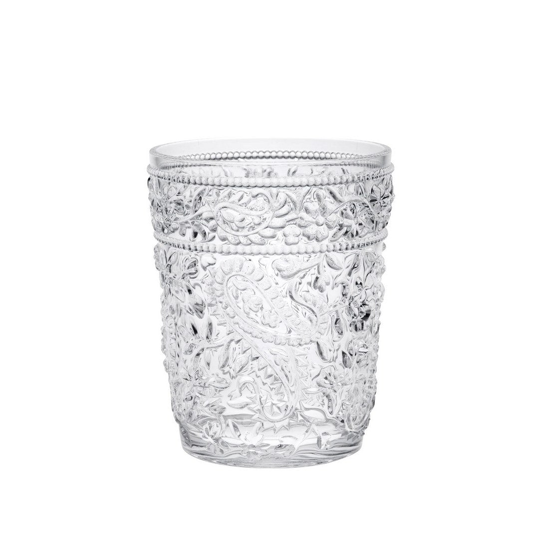 Paisley Acrylic Glasses Drinking Set Of 4 Dof 13Oz , Plastic Drinking Glasses, Bpa Free Cocktail Glasses, Drinkware Set, Drinking Water Glasses Clear Acrylic