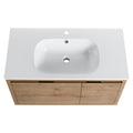 36 Inch Wall Mounted Bathroom Vanity With Gel Sink 1 Imitative Oak 1 Bathroom Wall Mounted Modern Plywood