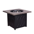 Faux Woodgrain Table Top And Steel Base Propane Outdoor Fire Pit Table With Lid Black Garden & Outdoor American Design Steel