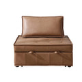 Multipurpose Faux Leather Ottoman Lazy Sofa Pulling Out Sofa Bed Brown Brown Foam Pu Leather