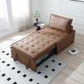 Multipurpose Faux Leather Ottoman Lazy Sofa Pulling Out Sofa Bed Brown Brown Foam Pu Leather