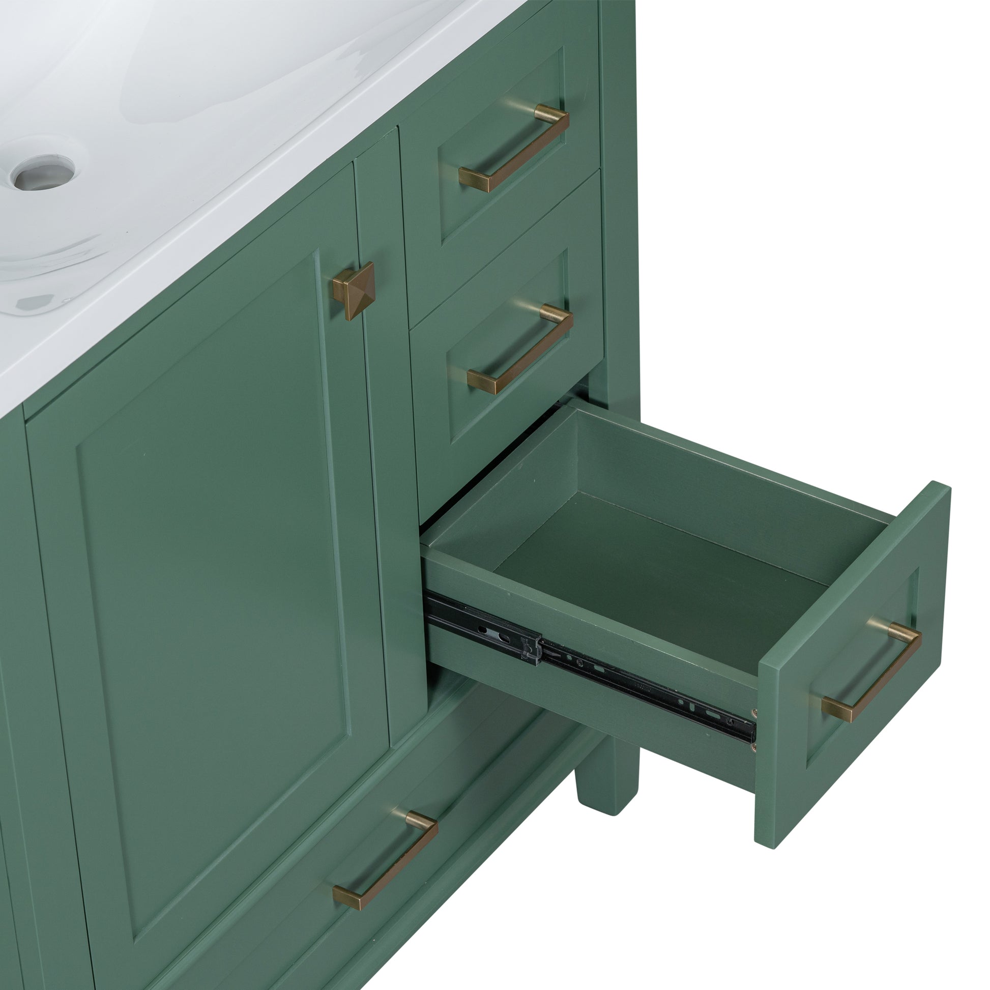 30" Bathroom Vanity In Green, Modern Bathroom Cabinet With Sink Combo Set, Bathroom Storage Cabinet With A Soft Closing Door And 3 Drawers, Solid Wood Frame Green Bathroom Solid Wood Mdf