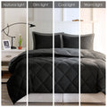 3M Scotchgard Diamond Quilting Reversible Down Alternative Comforter Set Black Grey Polyester