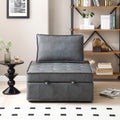 Multipurpose Faux Leather Ottoman Lazy Chair Pulling Out Sofa Bed Dark Grey Dark Grey Foam Pu Leather